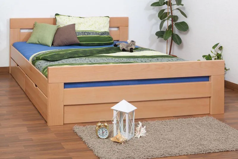 Bett Buche massiv 180 x 200 cm Natur Abbildung