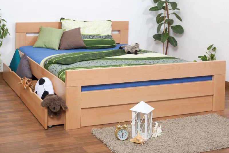 Bett Buche 180 x 200 cm Natur Abbildung
