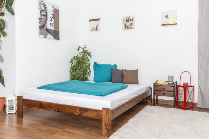 Bett Kiefer massiv 160 x 200 cm Nuss Abbildung