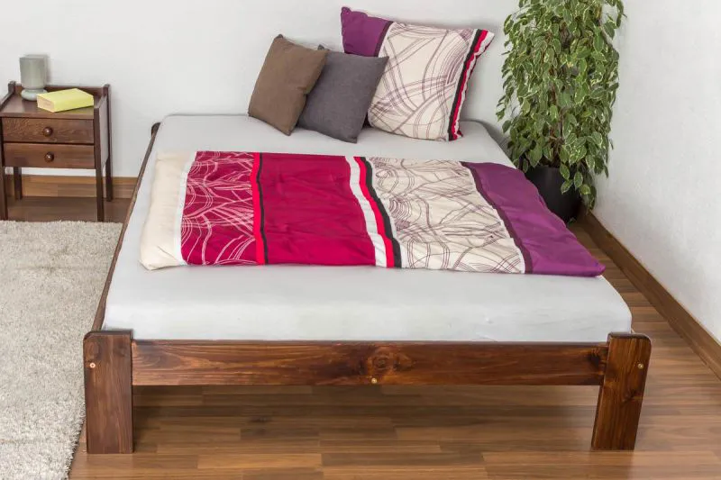 Holzbett Bettgestell Kiefer 140 x 200 cm Nuss Abbildung