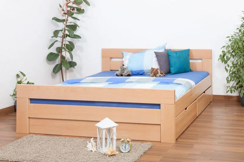 Buche Bett 180 x 200 cm Natur Abbildung