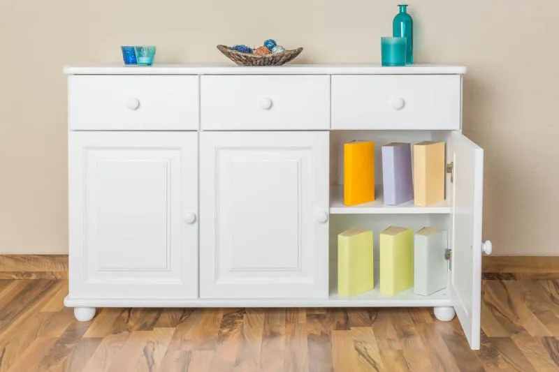 Sideboard, Kommode - Farbe: Weiß, Breite: 121 cm Abbildung