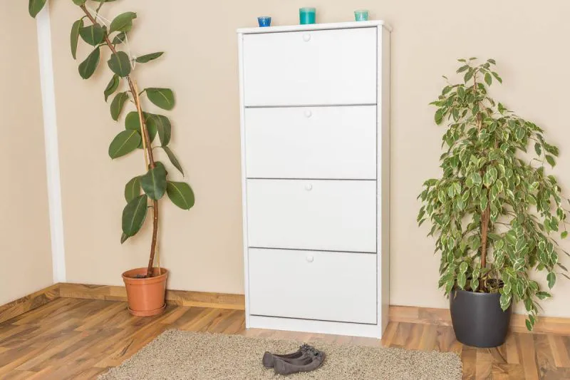 Massivholz-Schuhschrank, Farbe: Weiß 150x72x30 cm Abbildung