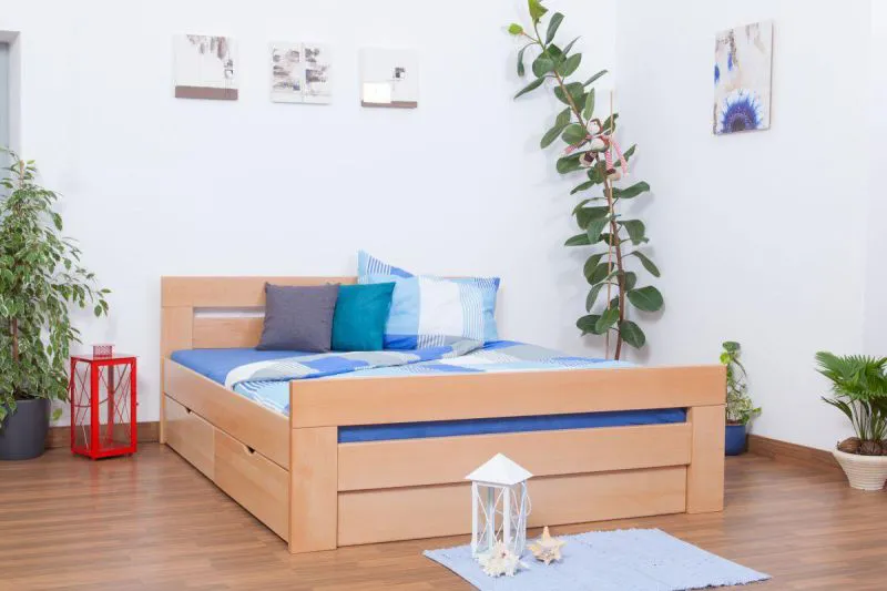 Schubladenbett Buche 160 x 200 cm Natur Abbildung