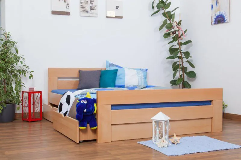 Stauraumbett Buche 160 x 200 cm Natur Abbildung
