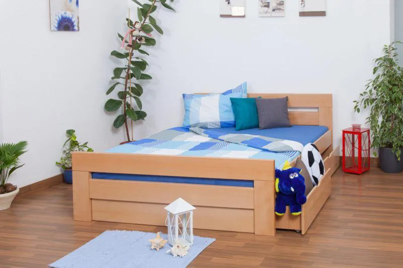 Bett 160 x 200 cm Buche massiv Natur Abbildung