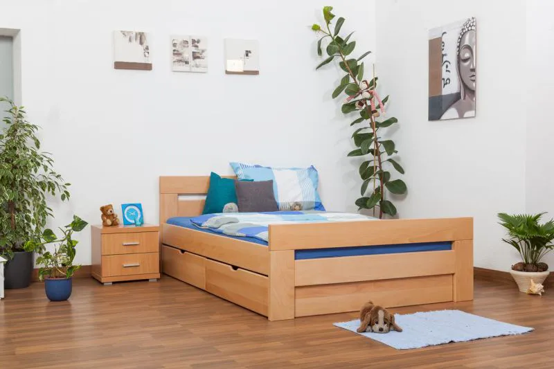Bett Buche 140 x 200 cm Natur Abbildung