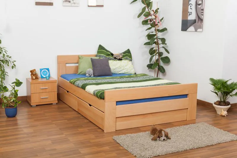 Holzbett 140 x 200 cm Buche massiv Natur Abbildung