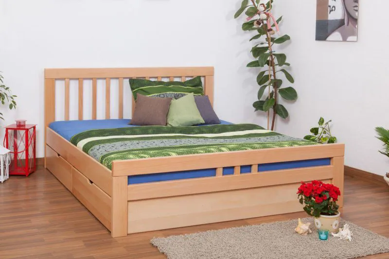 Buche Bett 180 x 200 cm Natur Abbildung