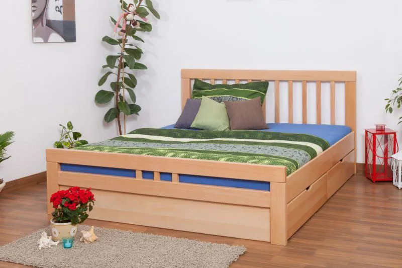 Buche Stauraumbett 180 x 200 cm Natur Abbildung