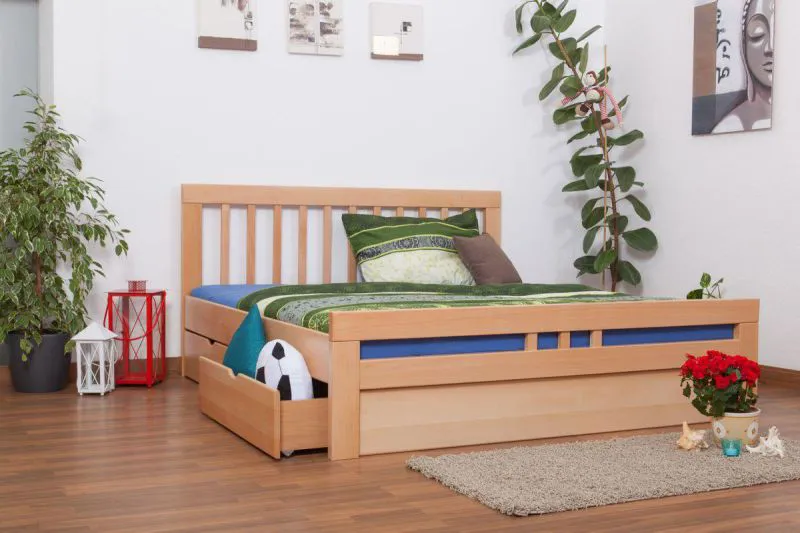 Stauraumbett Buche 180 x 200 cm Natur Abbildung