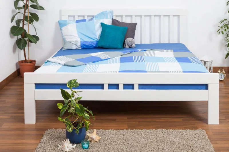Weißes Buche Bett 180 x 200 cm Weiß Abbildung