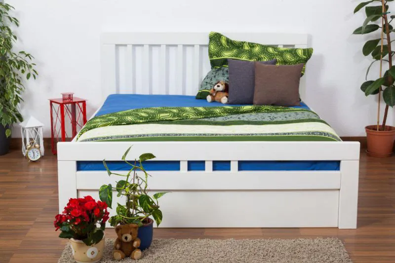 Massivholzbett Buche 160 x 200 cm Weiß Abbildung