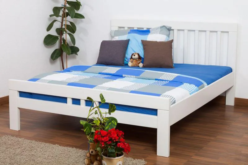 Bett 160 x 200 cm Buche massiv Weiß Abbildung