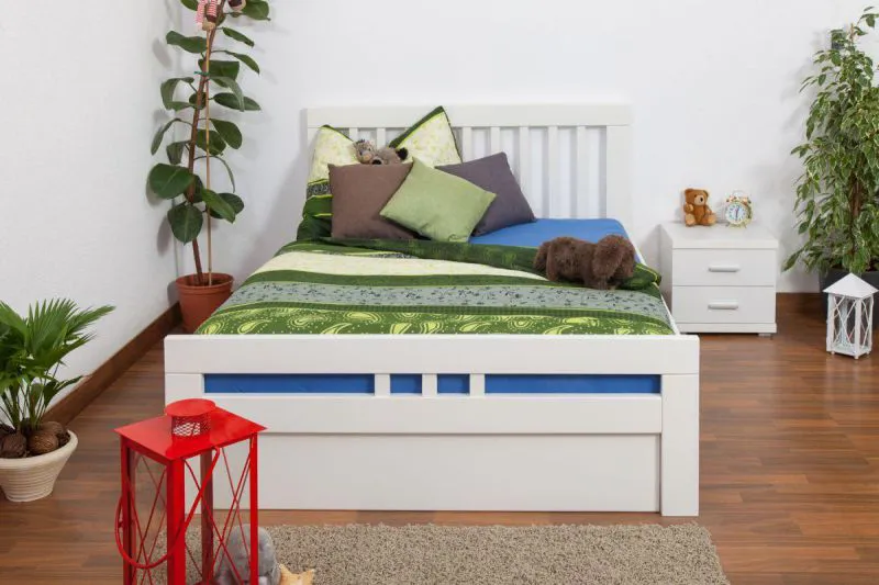 Schubladenbett Buche 140 x 200 cm Weiß Abbildung
