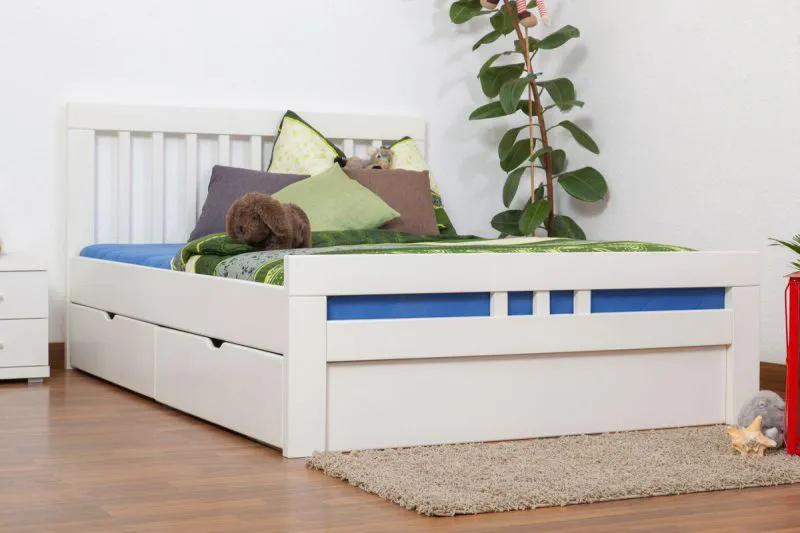 Weißes Buche Schubladenbett 140 x 200 cm Weiß Abbildung