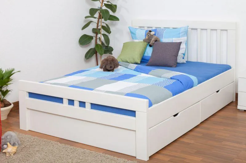 Massivholzbett Buche 140 x 200 cm Weiß Abbildung