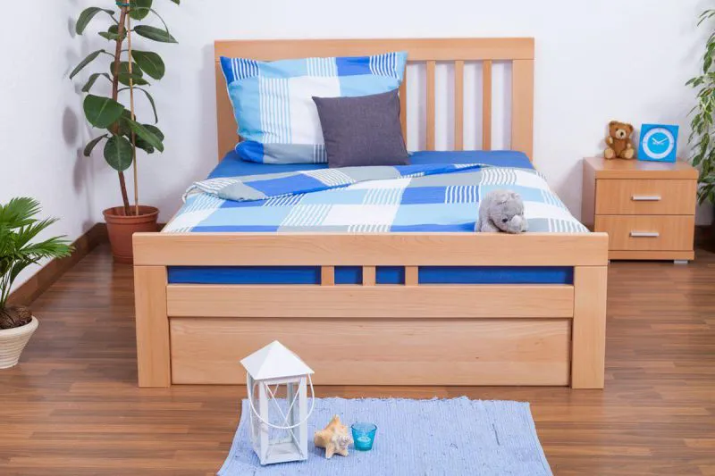 Buche Schubladenbett Bettgestell 140 x 200 cm Natur Abbildung