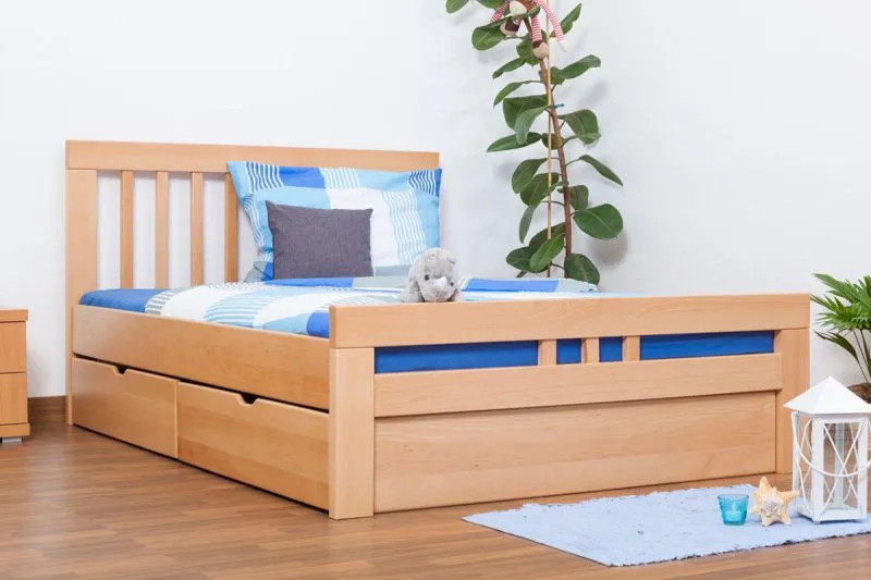Ausziehbett 140 x 200 cm Buche Natur mit 4 Schublade(n) Abbildung