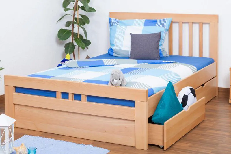 Massivholz Bettgestell Buche 140 x 200 cm Natur Abbildung