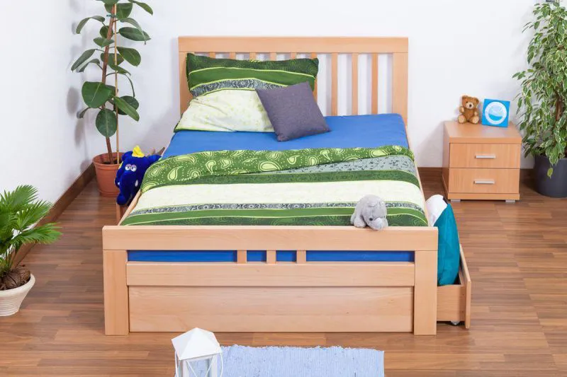 Bettgestell Schubladenbett Buche 140 x 200 cm Natur Abbildung