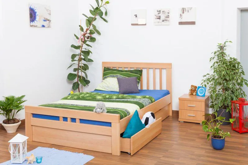 Holzbett Bettgestell Buche 140 x 200 cm Natur Abbildung