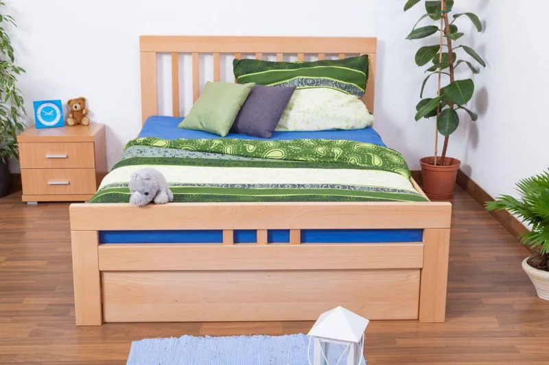 Buche Bett 140 x 200 cm Natur Abbildung