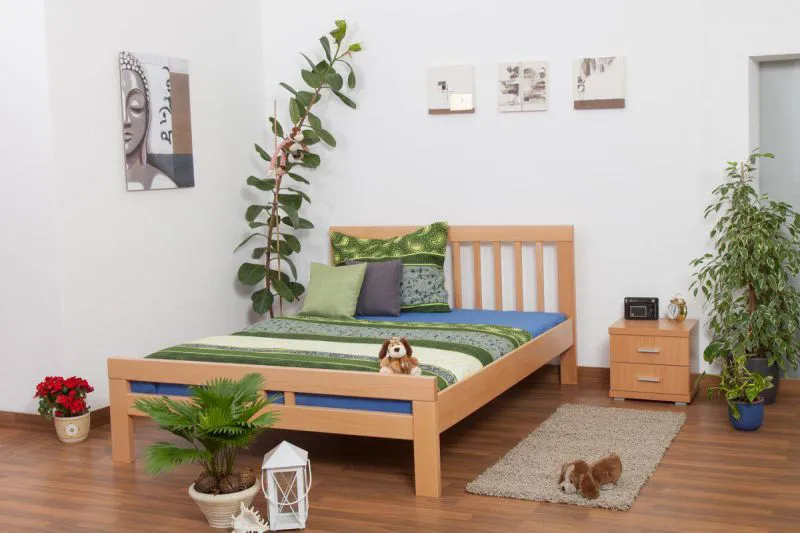 Bett Buche massiv 160 x 200 cm Natur Abbildung