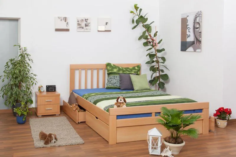 Holzbett Bettgestell Buche 160 x 200 cm Natur Abbildung