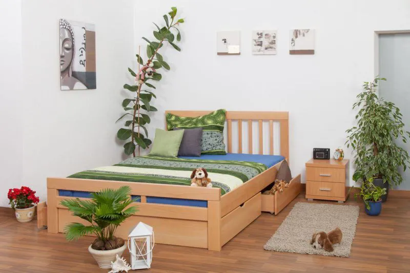 Buche Massivholz Bettgestell 160 x 200 cm Natur Abbildung