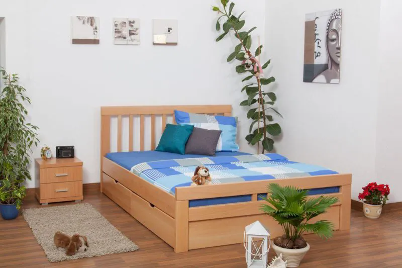 Bett 160 x 200 cm Buche massiv Natur Abbildung