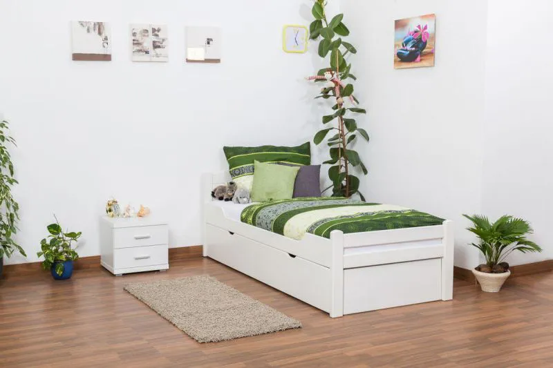 Weißes Buche Bett ausziehbar 90 x 200 cm Weiß Abbildung