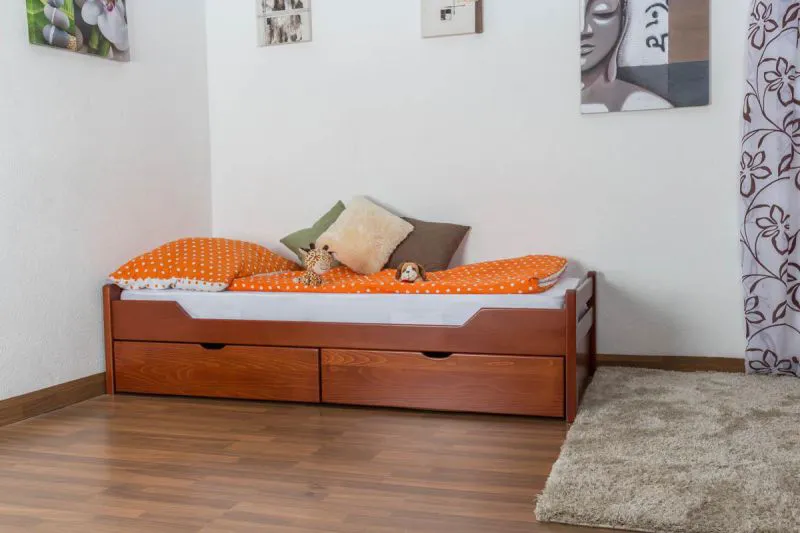 Stauraumbett Buche 90 x 200 cm Kirsche Abbildung