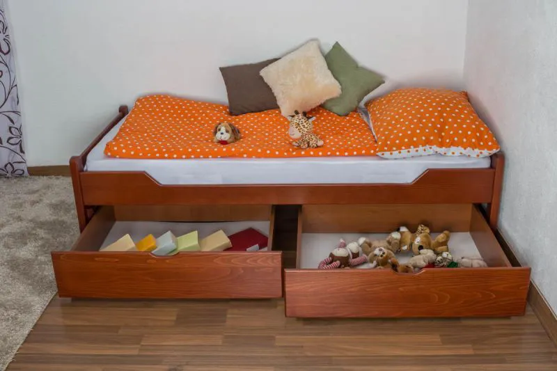 Buche Bettgestell mit Schublade 90 x 200 cm Kirsche Abbildung