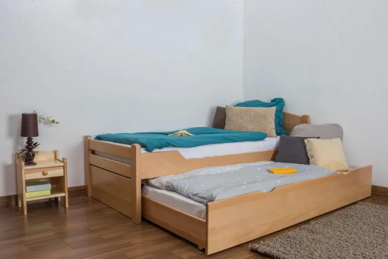 Stauraumbett Bettgestell Buche 90 x 200 cm Natur Abbildung