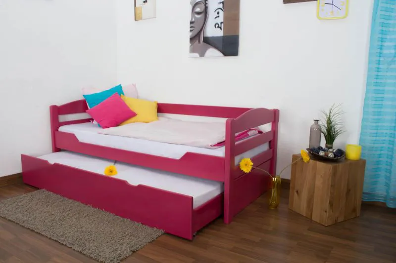 Ausziehbett 90 x 200 cm Buche Rosa mit 1 Schublade(n) Abbildung