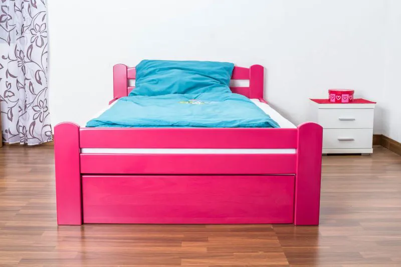 Buche Massivholzbett 120 x 200 cm Rosa Abbildung