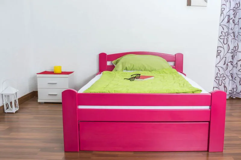 Massivholzbett Buche 120 x 200 cm Rosa mit Lattenrost Abbildung