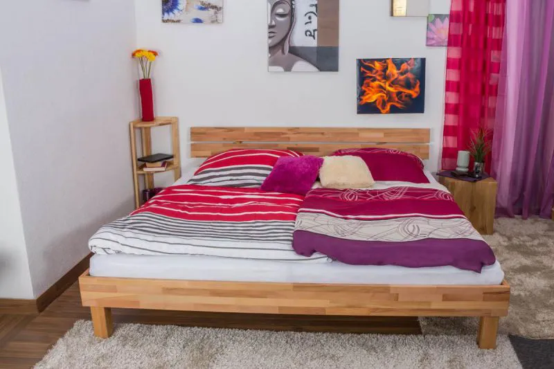 Bett Kernbuche massiv 200 x 200 cm geölt Abbildung