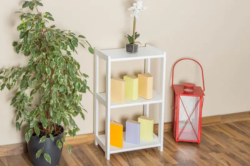 Standregal, 50 cm breit, Kiefer Holz-Massiv, Farbe: Weiß Abbildung