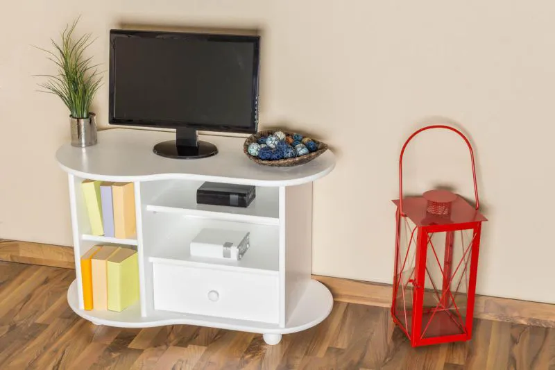 TV-Möbel TV-Schrank Massivholz Farbe: Weiß 60x96x48 cm Abbildung