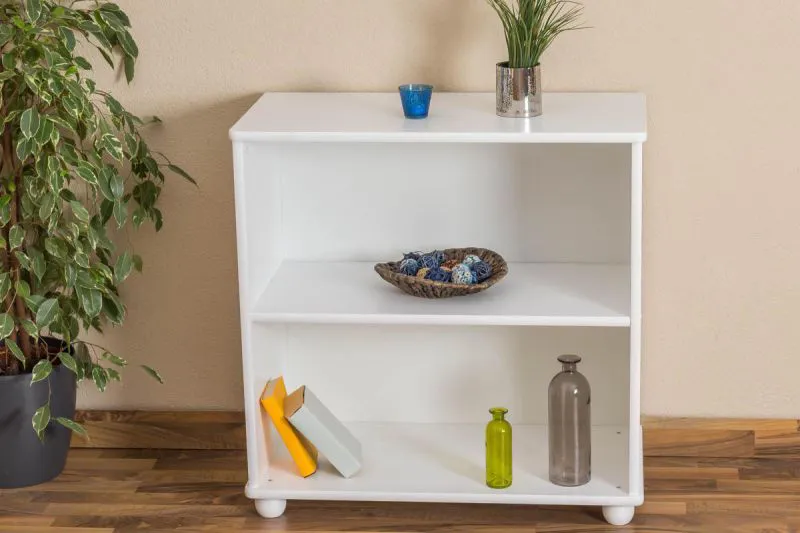 Regal - 80 cm breit, Kiefer Holz-Massiv, Farbe: Weiß Abbildung