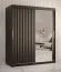 Edler Kleiderschrank mit einer Spiegeltür Balmenhorn 84, Farbe: Schwarz matt - Abmessungen: 200 x 150 x 62 cm (H x B x T), mit fünf Fächern und zwei Kleiderstangen