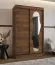 Kleiderschrank / Schiebetürenschrank | Farbe: Walnuss | eine Spiegeltür | 1,2 Meter breit | fünf Fächer | Aluminiumschienen | zwei Kleiderstangen