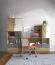 Schreibtisch mit Schrankanbau Sirte 11, Farbe: Eiche / Weiß / Grau matt - Abmessungen: 153 x 150 x 50 cm (H x B x T)