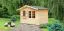 Holz-Gartenhaus 3,48 x 3,48 Meter (inkl. Dach) | Naturbelassen | Satteldach | 34 mm Blockbohlen-Haus Abbildung