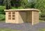 Modernes Gartenhaus SET mit Anbaudach, Farbe: Natur, Grundfläche: 5,76 m²