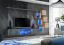 Elegante Wohnwand Volleberg 16, Farbe: Grau / Eiche Wotan - Abmessungen: 140 x 260 x 40 cm (H x B x T), mit blauer LED-Beleuchtung
