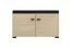 Sitzbank mit Stauraum | 2 Drehtüren | Farbe: Eiche light Port | gepolstertes Sitzkissen | 2 Fächer | Maße: 77 x 35 x 40,5 cm | Beine & Griffe: Schwarz