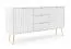 Kommode Makreb 10 in weiß, 87 x 168 x 39 cm, Soft Close, 3 Schubladen, gefräßte Fronten, Beine aus Metall in Gold, 4 Fächer, 2 Türen, ABS